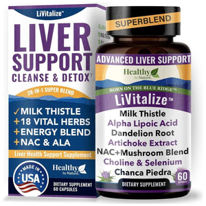 Livitalize 28 - In - 1 Liver Health Support with Milk Thistle 1540Mg, 60 Capsules - Suppviv