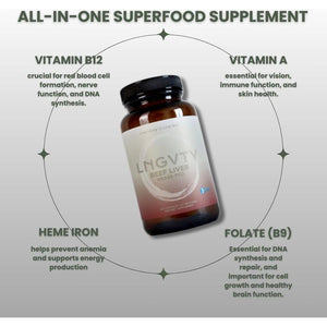 LNGVTY Grass Fed Desiccated Beef Liver Capsules (120 Pills, 750Mg Each) - Suppviv