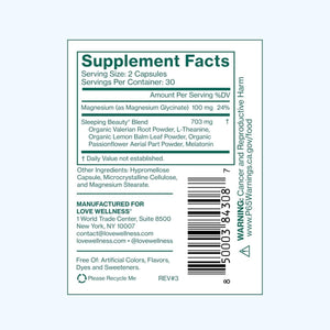 Love Wellness Sleeping Beauty - Promotes Restful Sleep, Relaxation & Calmness 60 Count - Suppviv