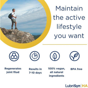 Lubrisyn HA with MSM - Proprietary Vegan Joint Relief Edible Supplement Made in USA for Humans - 30 Day Supply - Suppviv