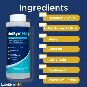 Lubrisyn HA with MSM - Proprietary Vegan Joint Relief Edible Supplement Made in USA for Humans - 30 Day Supply - Suppviv