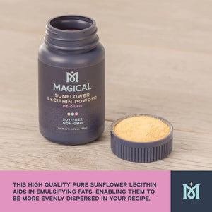 MAGICAL BUTTER Machine Sunflower Lecithin Powder 1.76 Oz - Enhances Texture & Stability in Cooking & Baking - Suppviv
