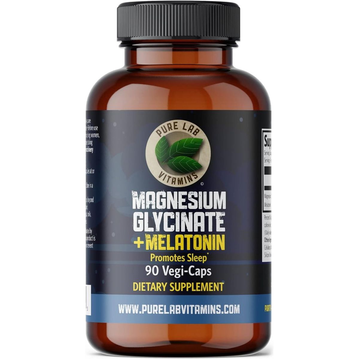 Magnesium Glycinate with Melatonin 3 Mg - 90 Capsules by Pure Lab Vitamins - Suppviv
