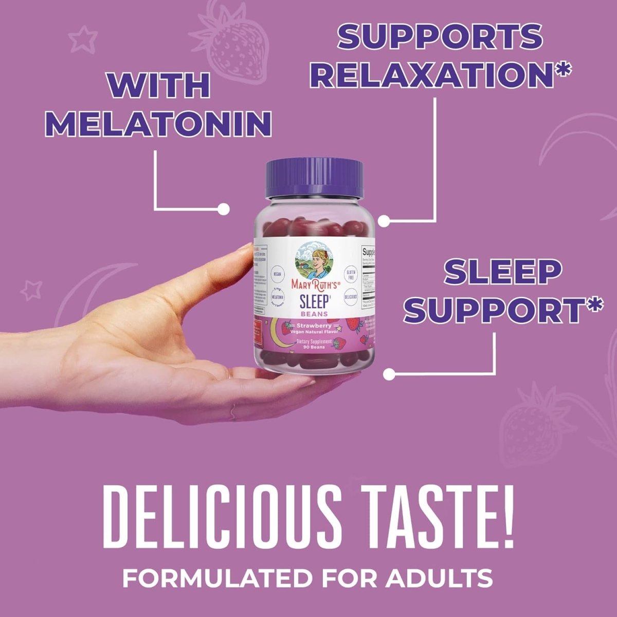 Maryruth Organics Melatonin Vita - Beans for Adults | Relaxation & Sleep Support 90 Count - Suppviv