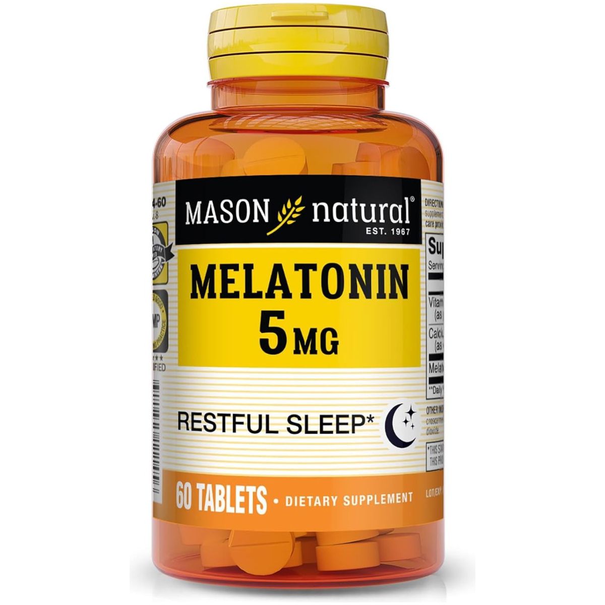 MASON NATURAL Melatonin 5 Mg with B6 and Calcium 60 Count - Suppviv