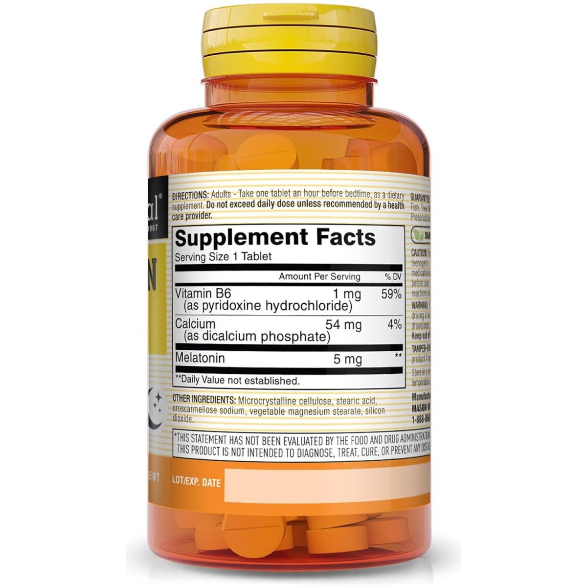 MASON NATURAL Melatonin 5 Mg with B6 and Calcium 60 Count - Suppviv