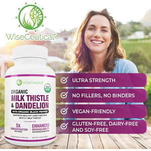 Max Absorption USDA Organic Milk Thistle Extract 2000Mg 60 Ct 1 PACK - Suppviv