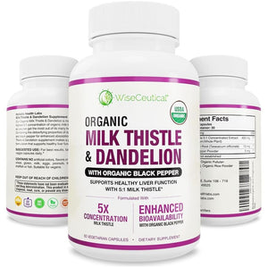 Max Absorption USDA Organic Milk Thistle Extract 2000Mg 60 Ct 1 PACK - Suppviv