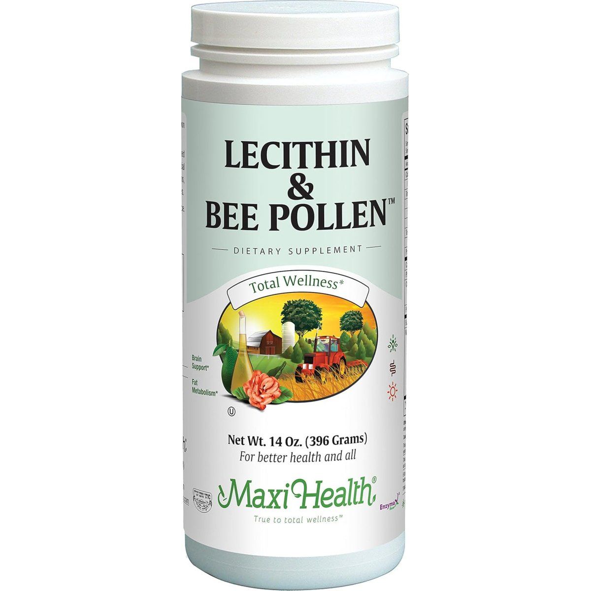 Maxi Health Lecithin & Bee Pollen - Brain, Energy and Digestion Support - 14 Oz Powder - Kosher - Suppviv