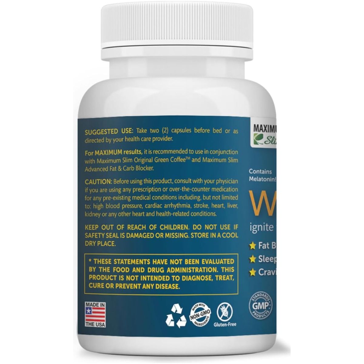 Maximum Slim Advanced Nighttime (Fat Burning) Weight Loss Support 60 Count - Suppviv