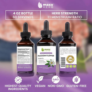 Maxx Herb Passion Flower Extract - 4 Oz Bottle (60 Servings) - Suppviv