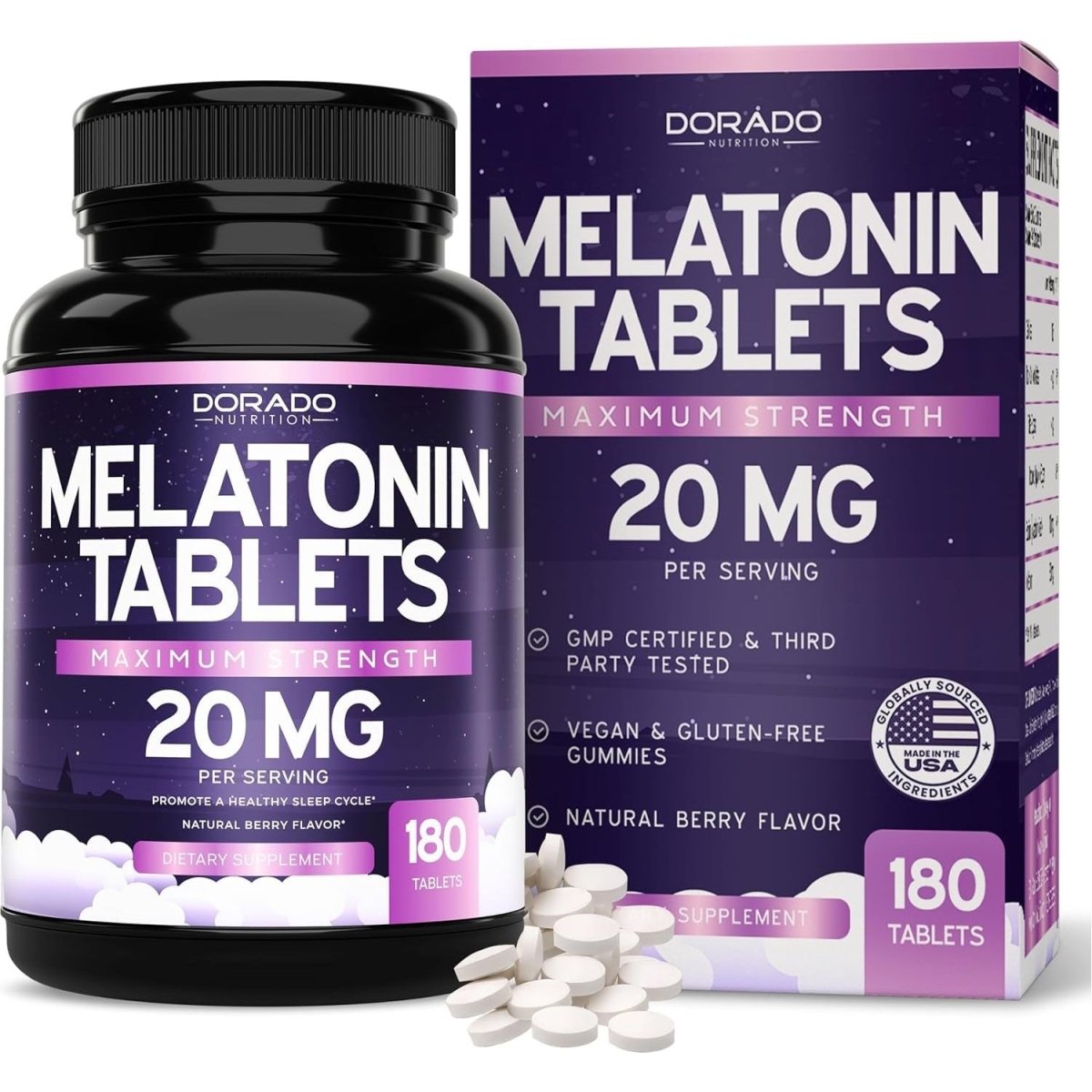 Melatonin 20Mg Tablets for Adults (180 Count) - Suppviv