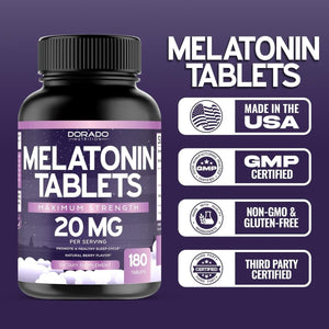 Melatonin 20Mg Tablets for Adults (180 Count) - Suppviv