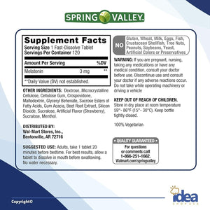 Melatonin Fast Dissolve Tablets - Sleep Support by Spring Valley 120 Ct - Suppviv
