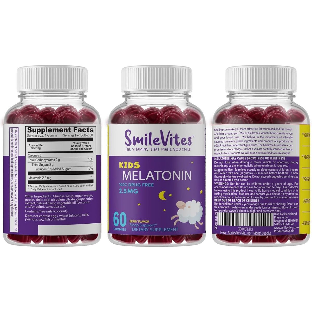 Melatonin Gummies 2.5Mg - Gummy Sleep Aid | Berry Flavor | 60 Count - Suppviv