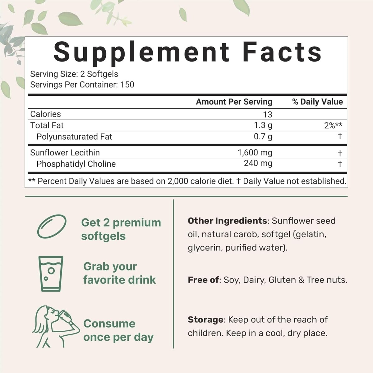 Micro Ingredients Sunflower Lecithin 1,600Mg per Serving, 300 Softgels | Lactation Supplement - Suppviv