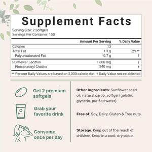 Micro Ingredients Sunflower Lecithin 1,600Mg per Serving, 300 Softgels | Lactation Supplement - Suppviv