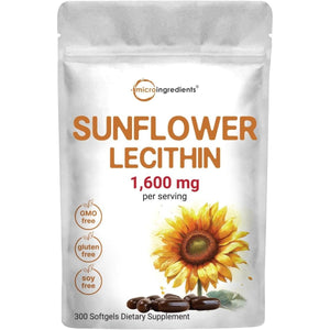 Micro Ingredients Sunflower Lecithin 1,600Mg per Serving, 300 Softgels | Lactation Supplement - Suppviv