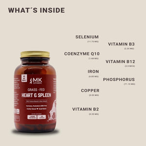 MK Supplements – Grass - Fed Heart & Spleen 3000 Mg,Immunity, Allergy Support,180 Capsules - Suppviv