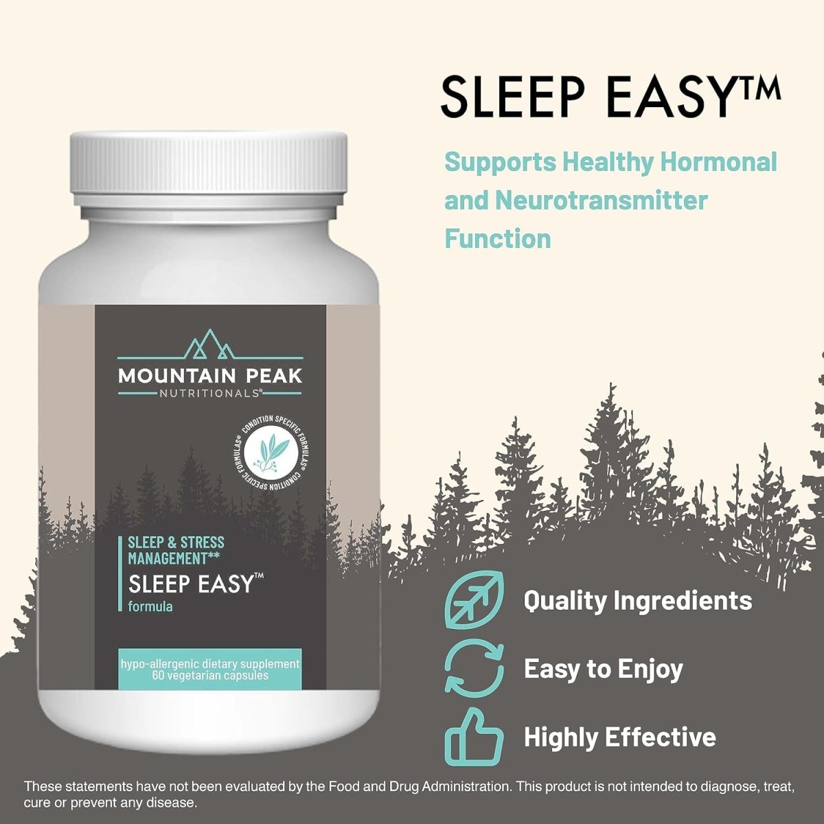 Mountain Peak Nutritionals Sleep Easy - Promoting a Relaxed & Calm Mood (60 Capsules) - Suppviv