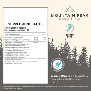 Mountain Peak Nutritionals Sleep Easy - Promoting a Relaxed & Calm Mood (60 Capsules) - Suppviv