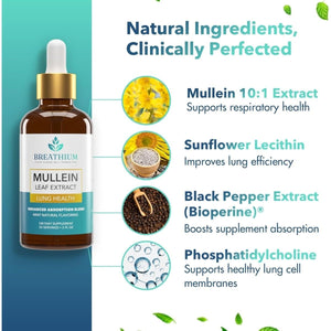 Mullein Drops for Lungs – Natural Lung Detox Supplement – Mucus Relief – Vegan – Made in USA - Suppviv