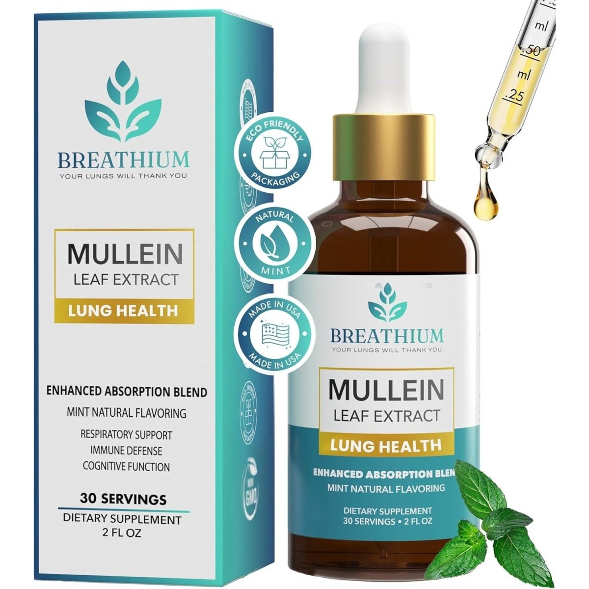 Mullein Drops for Lungs – Natural Lung Detox Supplement – Mucus Relief – Vegan – Made in USA - Suppviv