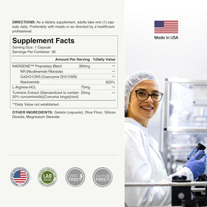 NAD+ Supplement for Men – Anti - Aging, Antioxidant, & Cellular Energy Support 30 Capsules, GMO Free - Suppviv