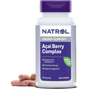 Natrol Acai Berry, Dietary Supplement, Antioxidant Protection & Defense,1,000 Mg Veggie Capsules, 60 Count - Suppviv