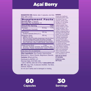Natrol Acai Berry, Dietary Supplement, Antioxidant Protection & Defense,1,000 Mg Veggie Capsules, 60 Count - Suppviv
