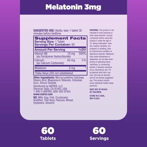 Natrol Melatonin 3 Mg - Supplement for Restful Sleep 60 Tablets - Suppviv
