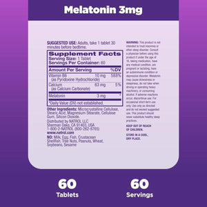 Natrol Melatonin 3 Mg - Supplement for Restful Sleep 60 Tablets.