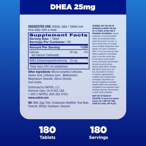 Natrol Mood & Stress DHEA 25Mg with Calcium Supplement 180 Tablets, 180 Day Supply - Suppviv