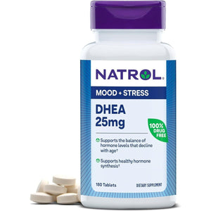 Natrol Mood & Stress DHEA 25Mg with Calcium Supplement 180 Tablets, 180 Day Supply - Suppviv