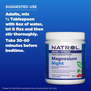 Natrol Mood + Stress High Absorption Night Magnesium Carbonate & Glycinate 325Mg - Suppviv