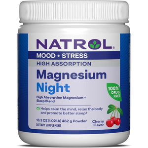 Natrol Mood + Stress High Absorption Night Magnesium Carbonate & Glycinate 325Mg - Suppviv