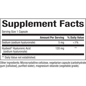 Natural Factors - Hyabest Hyaluronic Acid, Supports Healthy Joints & Skin, 60 Vegetarian Capsules - Suppviv