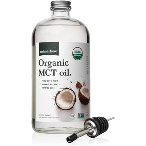 Natural Force Organic MCT Oil – Pure Glass Bottle – Made from 100% Cold Pressed Virgin Coconut Oil + Certified Keto 32 Ounce - Suppviv