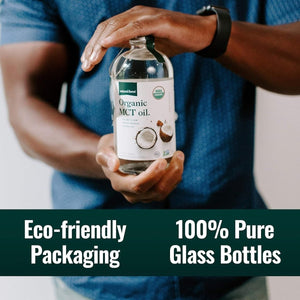 Natural Force Organic MCT Oil – Pure Glass Bottle – Made from 100% Cold Pressed Virgin Coconut Oil + Certified Keto 32 Ounce - Suppviv
