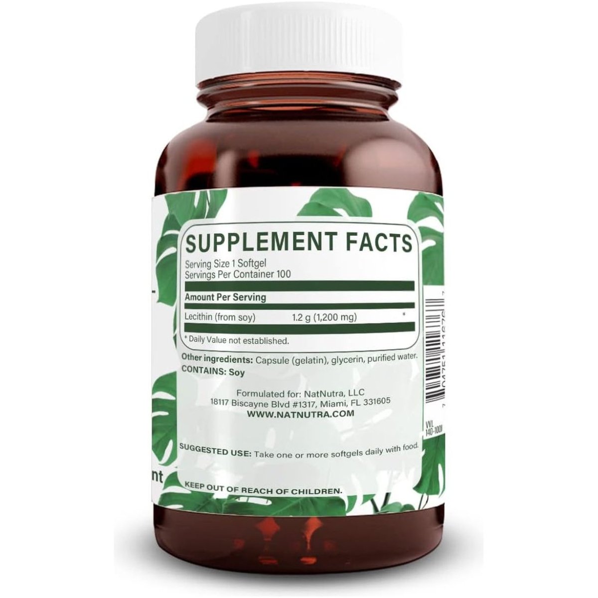 Natural Nutra Soy Lecithin 1200 Mg Dietary Supplement - Brain Function, Liver Health, Memory Boosting Supplement - 100 Softgels - Suppviv