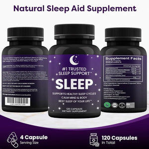 Natural Sleep Aid for Adults - Best Sleep of Your Life │Valerian Root │GABA │5 - HTP │Melatonin │120 Capsules - Suppviv