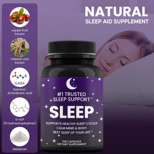 Natural Sleep Aid for Adults - Best Sleep of Your Life │Valerian Root │GABA │5 - HTP │Melatonin │120 Capsules - Suppviv