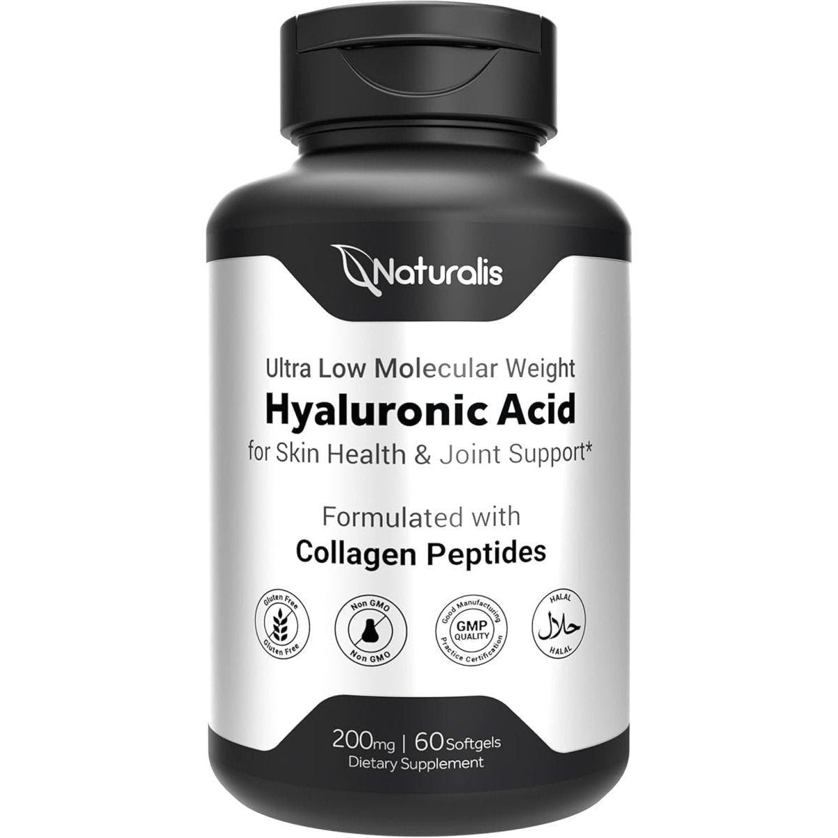 Naturalis Hyaluronic Acid 200Mg, 10X Better Absorption Ultra Low Molecular Weight | 60 Softgels - Suppviv