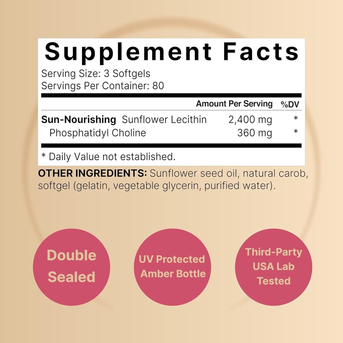 Naturebell Sunflower Lecithin 2,400Mg, 240 Softgels | Rich in Phosphatidyl Choline - Suppviv