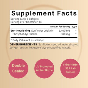 Naturebell Sunflower Lecithin 2,400Mg, 240 Softgels | Rich in Phosphatidyl Choline - Suppviv