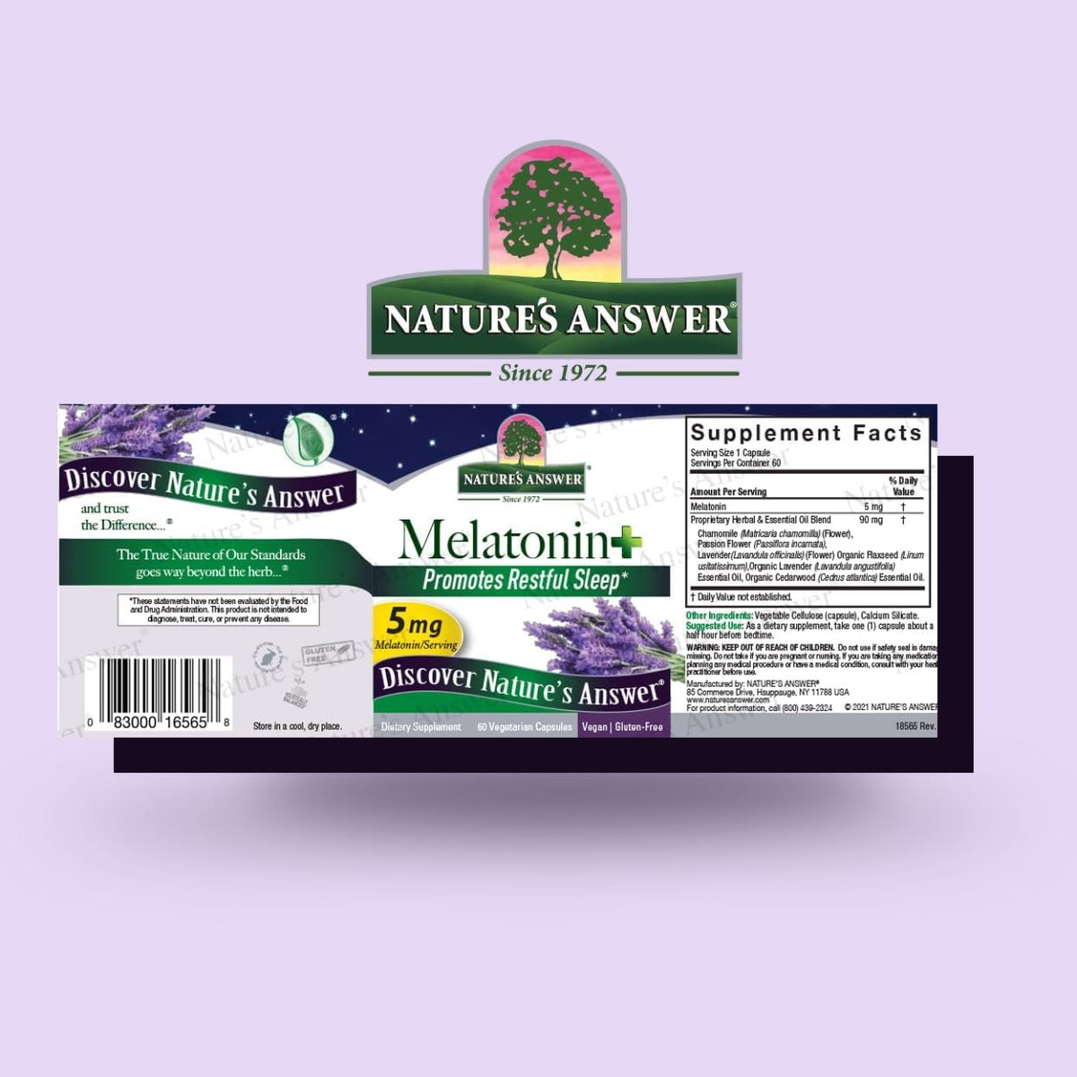 Nature'S Answer Melatonin 5Mg - Promotes Restful Sleep 60 Capsules - Suppviv