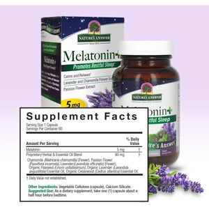 Nature'S Answer Melatonin 5Mg - Promotes Restful Sleep 60 Capsules - Suppviv