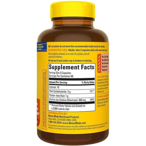 Natures Mades Choline 800 Mg 180 Capsules Bundle | Support Memory, Mood and Muscle Health | 60 Day Supply - Suppviv