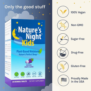 Nature'S Night Kids - Plant Based Melatonin 1MG (60 Tablets) - Suppviv