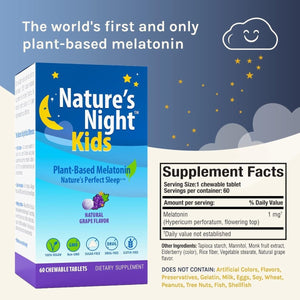 Nature'S Night Kids - Plant Based Melatonin 1MG (60 Tablets) - Suppviv